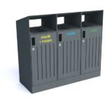 Atliekų rūšiavimo dėžė "Odin" su stogeliu, talpa 3x80l
